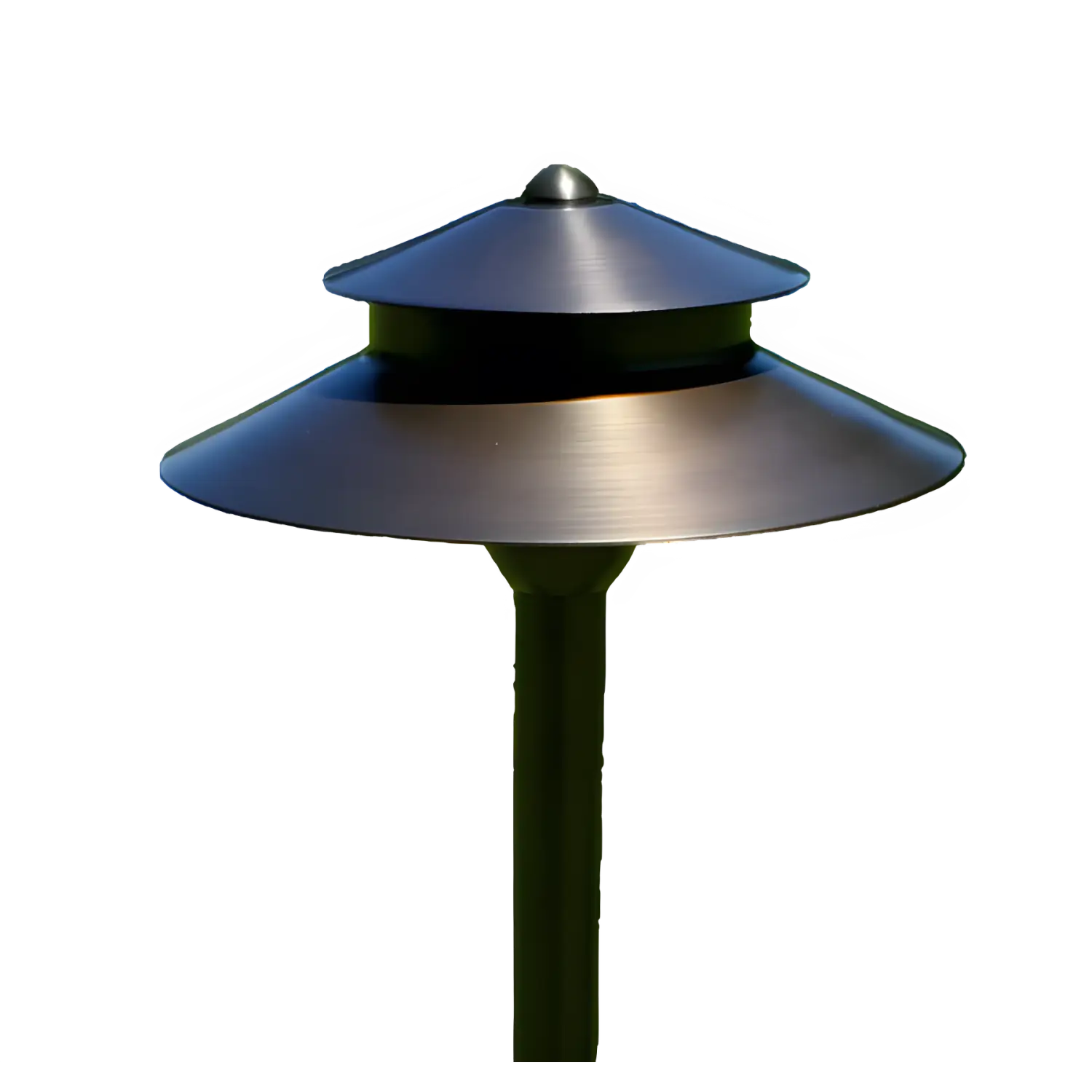 Tiered Mushroom Style Path Light Top | Solid Brass Construction | Interchangeable with Threaded Pipe Stems - Path Light