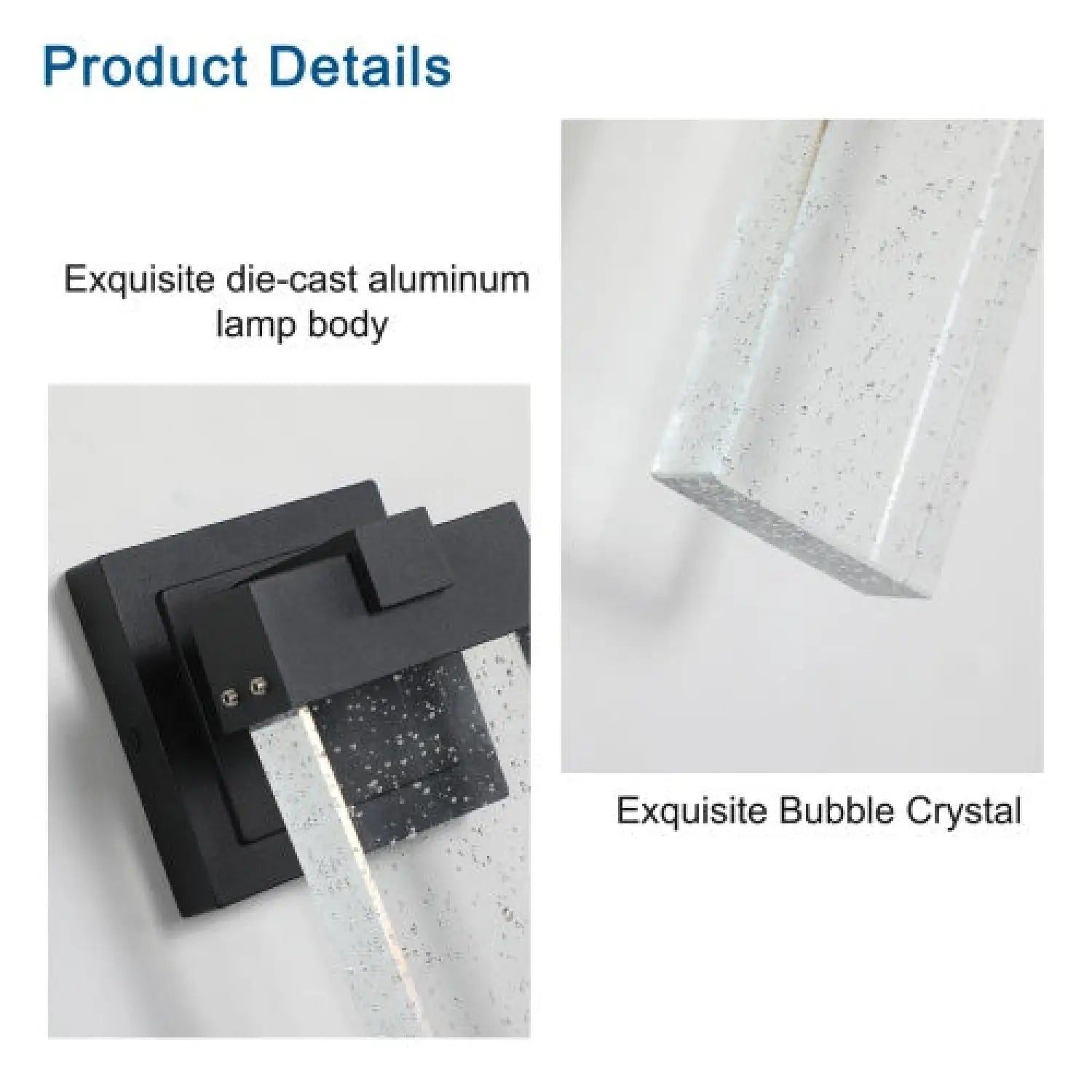 Transparent Crystal Wall Lights Fixtures with LED & Waterproof - Black - Wall Mount Fixture