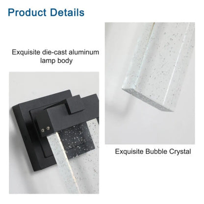 Transparent Crystal Wall Lights Fixtures with LED & Waterproof - Black - Wall Mount Fixture