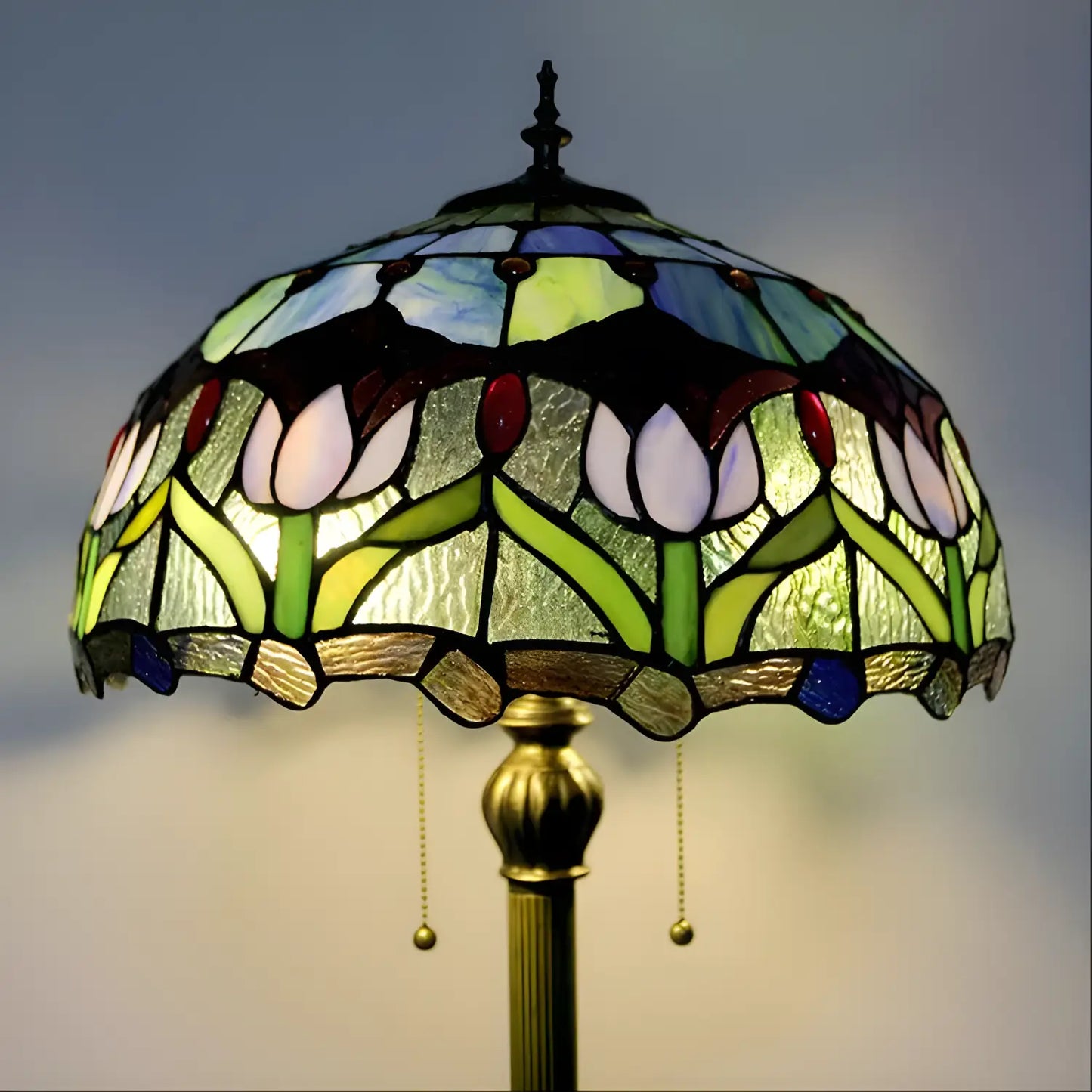 Tulip Tiffany Glass Floor Lamp - No Bulb - Floor Lamp