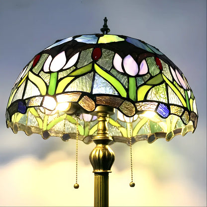 Tulip Tiffany Glass Floor Lamp - No Bulb - Floor Lamp