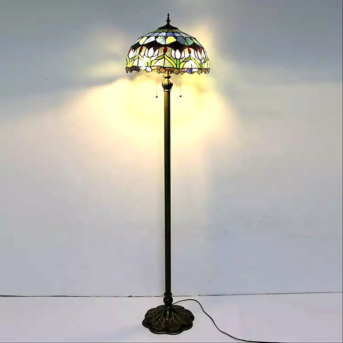 Tulip Tiffany Glass Floor Lamp - No Bulb - Floor Lamp