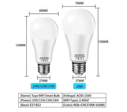 Tuya LED Color RGB Bulb WiFi Bulb Light - 12V Hanging Light
