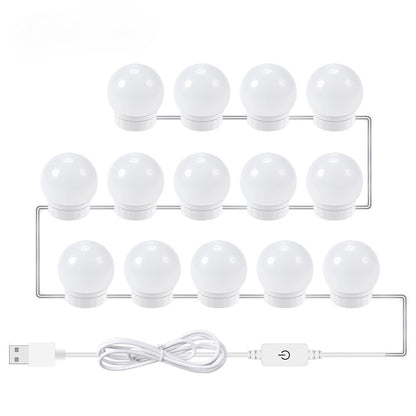 USB Touch Switch LED Mirror Light Bulb White 14 Lights / USB 12V Hanging Light