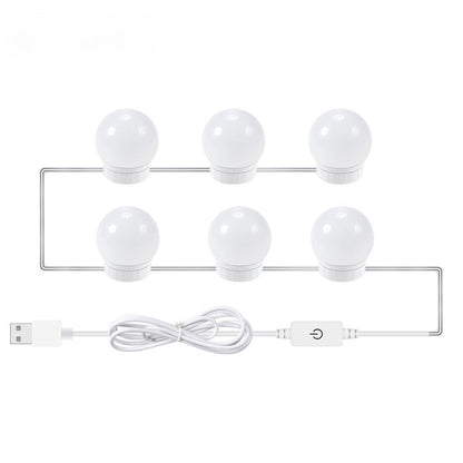 USB Touch Switch LED Mirror Light Bulb White 6 Lights / USB 12V Hanging Light
