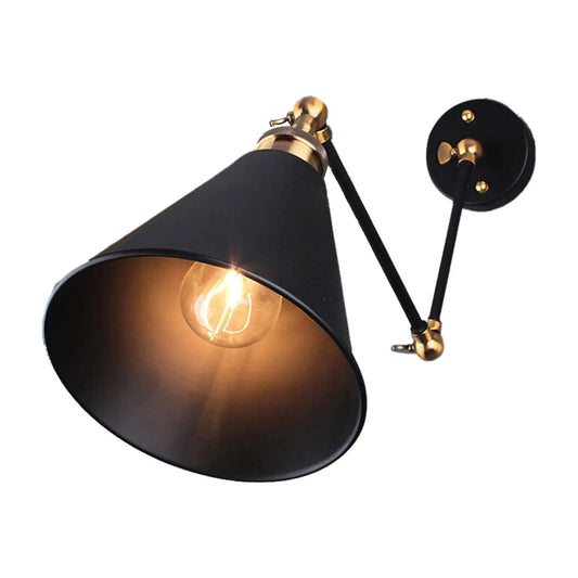 Vintage-Inspired Folding Wall Mounted Light Fixture Design - Black - 12V Hanging Light