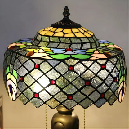 Vintage Tiffany Lamp Shades in Peacock Glasswork - No Bulb - Table Lamp