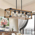 Vintage Wood Pendant Light – 5 Light Hanging Fixture - Wood - Light Fixture