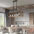 Vintage Wood Pendant Light – 5 Light Hanging Fixture - Wood - Light Fixture