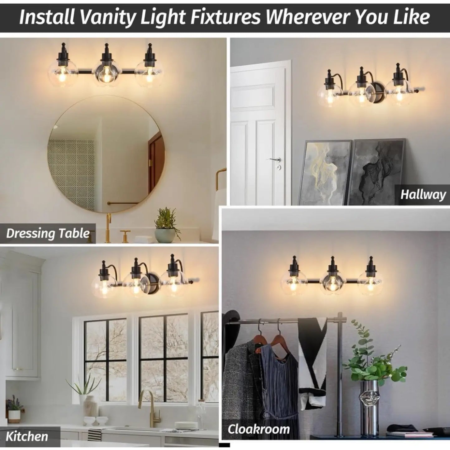3 Lights Bathroom Vanity Fixture 22 Inch Bathroom Fixture Bathroom Lamp Above Mirror With Clear Glass Cover For Living