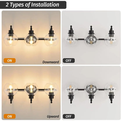 3 Lights Bathroom Vanity Fixture 22 Inch Bathroom Fixture Bathroom Lamp Above Mirror With Clear Glass Cover For Living