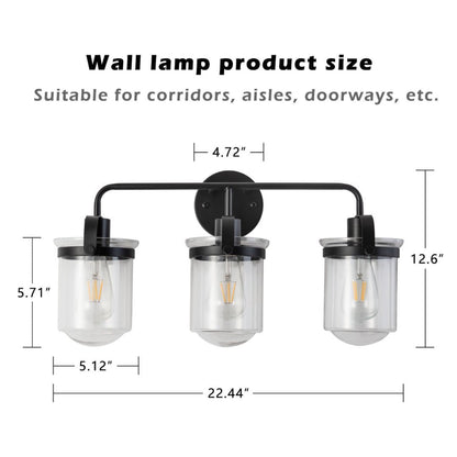 Wall Lights in Modern Black Finish with Glass Shade and E26 Base Black 12V Hanging Light