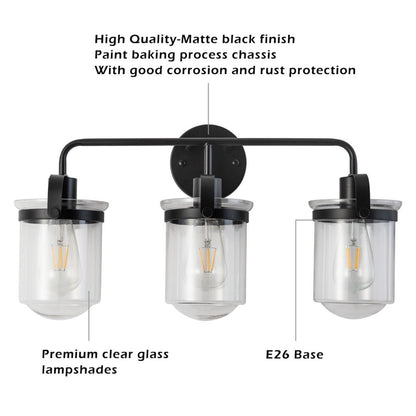 Wall Lights in Modern Black Finish with Glass Shade and E26 Base Black 12V Hanging Light