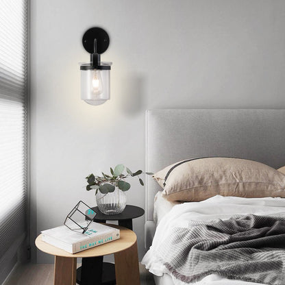 Wall Lights with Clear Glass Shade and E26 Socket for Indoor Black 12V Hanging Light
