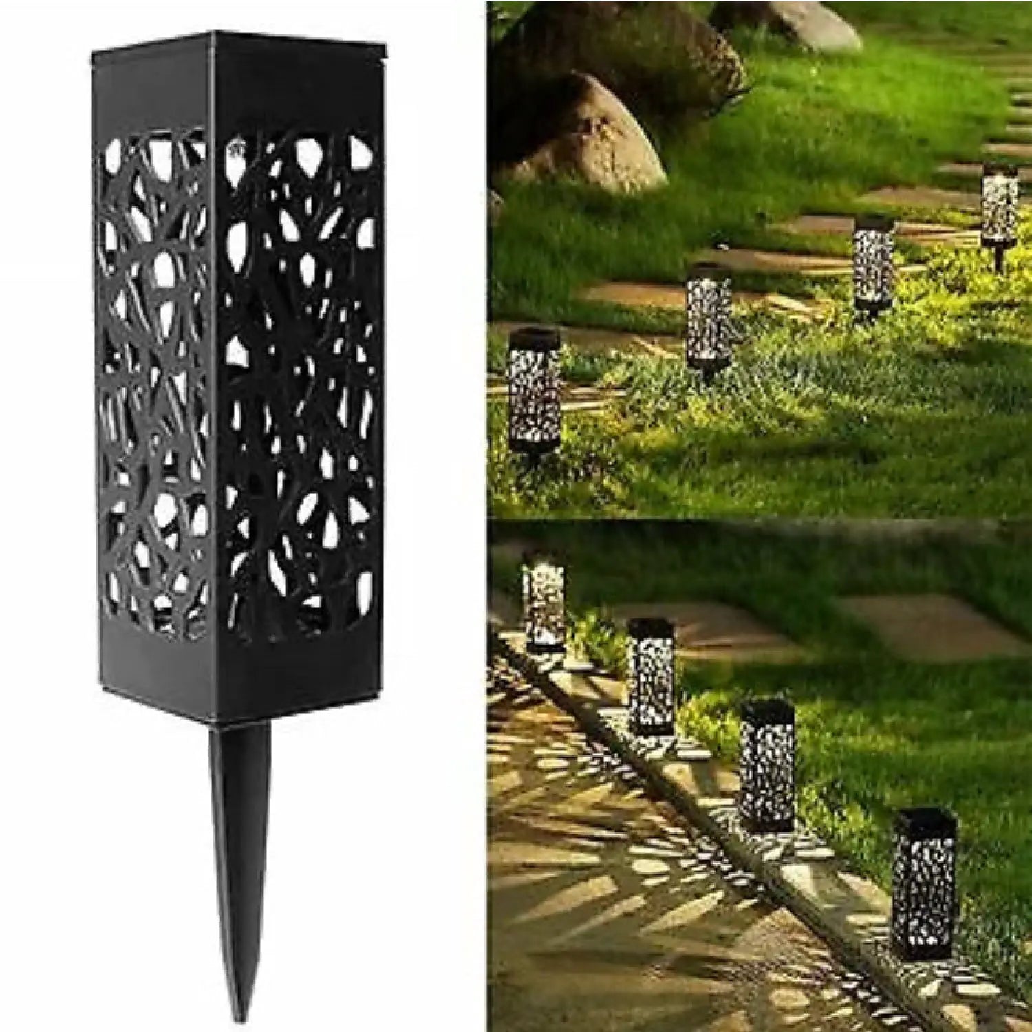 Waterproof Pathway Solar Lamps - Outdoor LED Garden Light - Warm White 2pcs - 12V Hanging Light