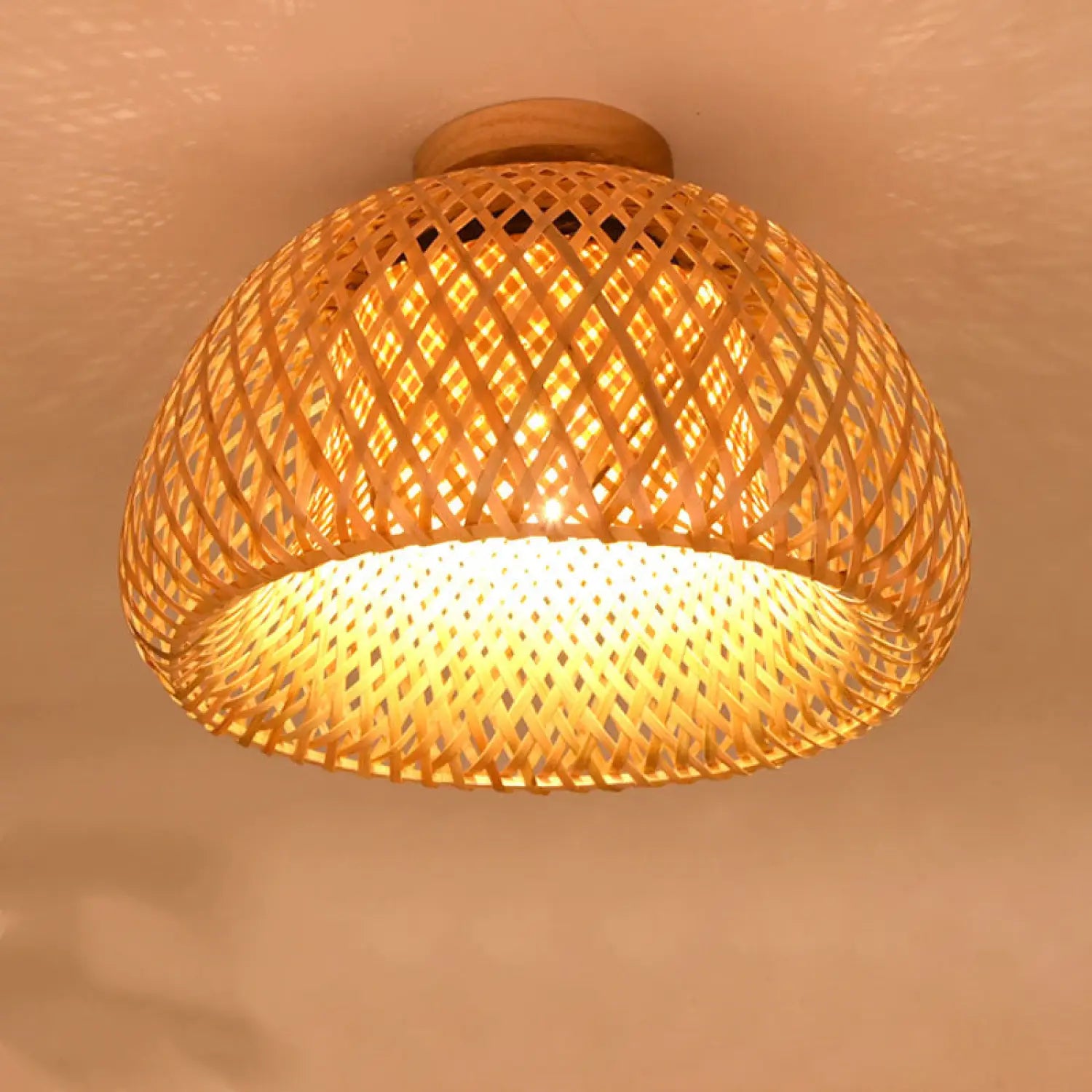 Wood Ceiling Lamp with Unique Design for Modern Home Lighting - Yellow / 30X18CM - 12V Hanging Light