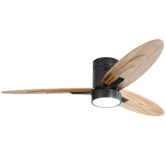 Wooden Ceiling Fan with Light Reversible DC Motor Quiet & Modern Design - Black - Ceiling Fan