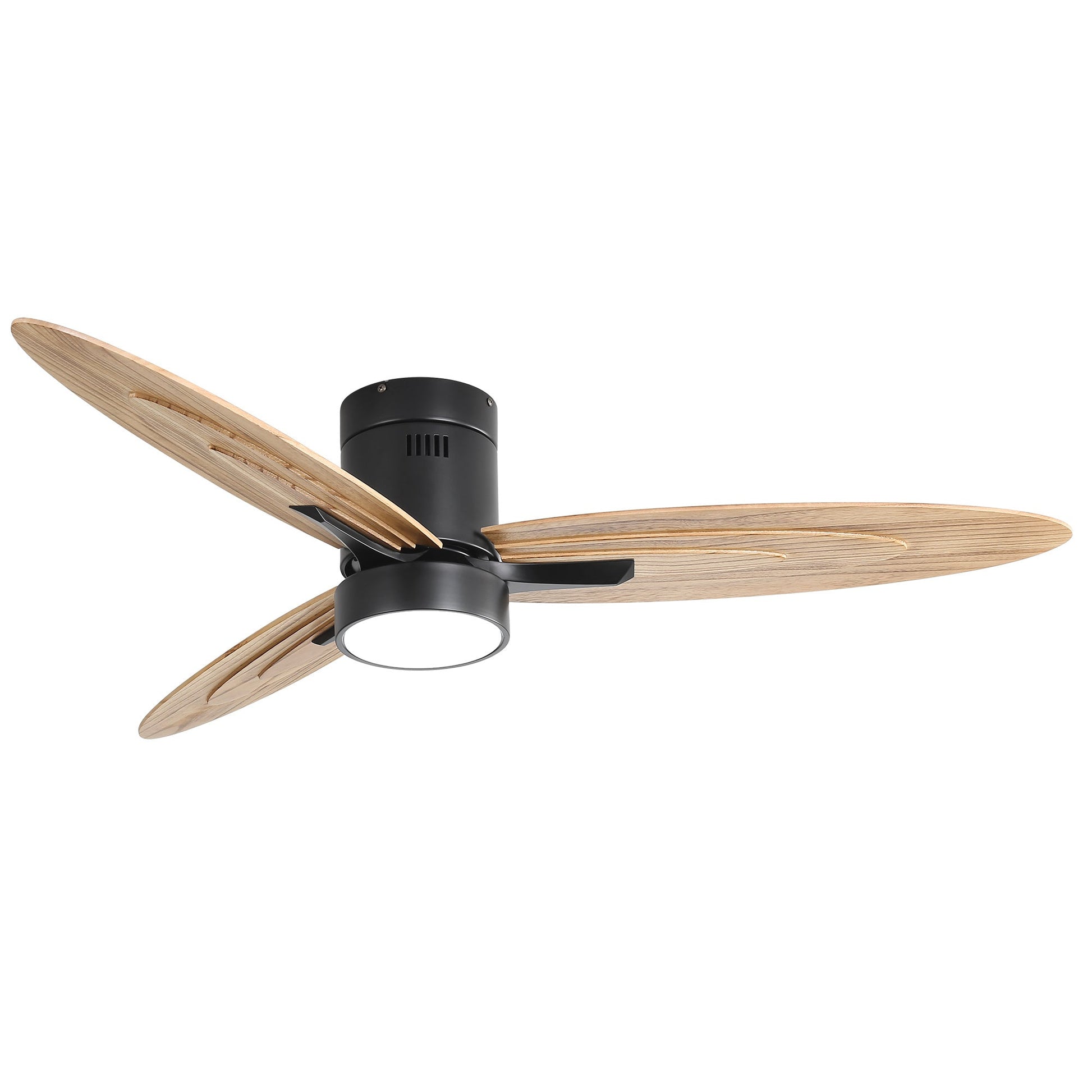Wooden Ceiling Fan with Light Reversible DC Motor Quiet & Modern Design - Black - Ceiling Fan