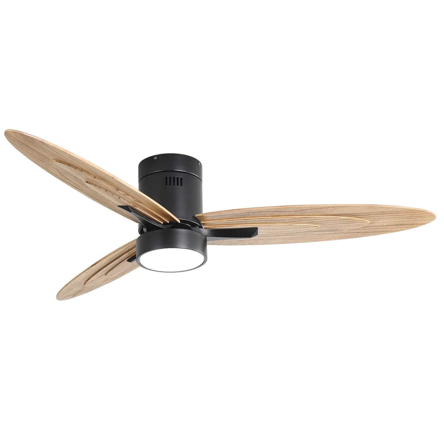 Wooden Ceiling Fan with Light Reversible DC Motor Quiet & Modern Design - Black - Ceiling Fan