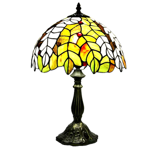 Colorful Grape Tiffany Glass Tabletop Lamp