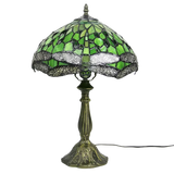 Green Dragonfly Tiffany Glass Tabletop Lamp