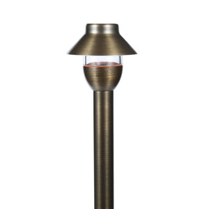 Solid Brass Path Light Fixture | Oil Rubbed Bronze Finish | 3.5" Wide Decorative Hat