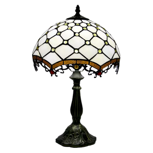 Jewel Roman Tiffany Glass Tabletop Lamp