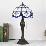 New Blue Baroque Tiffany Glass Tabletop Lamp