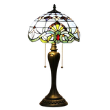 Purple Baroque Tiffany Glass Tabletop Lamp