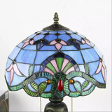Purple Baroque Tiffany Glass Tabletop Lamp