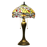 Retro Dragonfly Tiffany Glass Tabletop Lamp