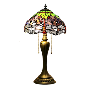 Vintage Dragonfly Tiffany Glass Tabletop Lamp