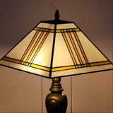 Vintage Square Tiffany Glass Tabletop Lamp