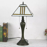 Vintage Square Tiffany Glass Tabletop Lamp